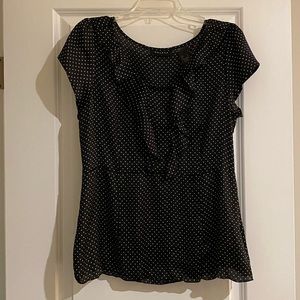 Axcess Polka Dot Ruffle Neckline Top, Sz L